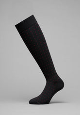 Long Cotton Socks with Polka Dots - Black - Nero | Cagi