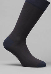 Calze Corte in Cotone Millerighe - Blu e Marrone - Blu/marrone | Cagi