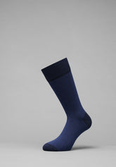Calze Corte in Cotone Millerighe - Blu e Blu - Blu/blu | Cagi