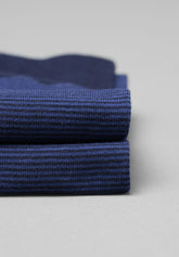 Calze Corte in Cotone Millerighe - Blu e Blu - Blu/blu | Cagi