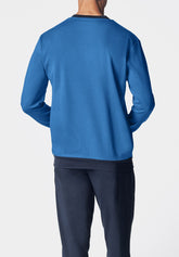 Pigiama Lungo Serafino in Interlock di Cotone Invernale - Denim e Blu - Denim/blu 1052 | Cagi