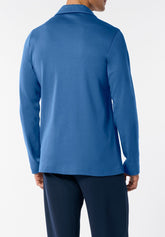 Pigiama Lungo Aperto con Collo in caldo Interlock di Cotone - Denim e Blu - Denim/blu 1052 | Cagi