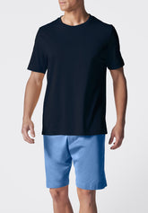 Lightweight-Cotton-Jersey-Crew-Neck-T-Shirt-and-Shorts-Set - Blue and Denim - Blu/denim 780 | Cagi