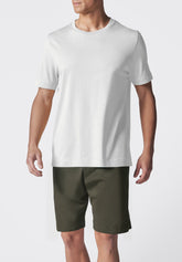 Completo Maglietta Girocollo e Pantaloncini in Jersey di Cotone Leggero - Bianco e Verde Scuro - Bianco/verde scuro 1080 | Cagi