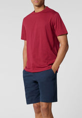 Completo Maglietta Girocollo e Pantaloncini in Jersey di Cotone Leggero - Rubino e Blu - Rubino/blu 1083 | Cagi