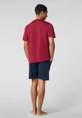 Completo Maglietta Girocollo e Pantaloncini in Jersey di Cotone Leggero - Rubino e Blu - Rubino/blu 1083 | Cagi