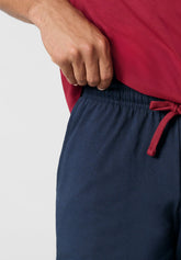 Completo Maglietta Girocollo e Pantaloncini in Jersey di Cotone Leggero - Rubino e Blu - Rubino/blu 1083 | Cagi