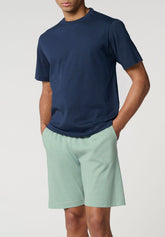 Completo Maglietta Girocollo e Pantaloncini in Jersey di Cotone Leggero - Blu e Acquamarina - Blu/acquamarina 1084 | Cagi