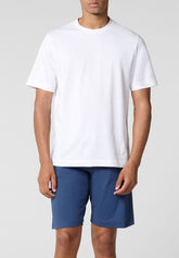 Completo Maglietta Girocollo e Pantaloncini in Jersey di Cotone Leggero - Bianco e Cobalto - Bianco/cobalto 1085 | Cagi