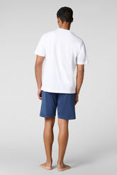 Completo Maglietta Girocollo e Pantaloncini in Jersey di Cotone Leggero - Bianco e Cobalto - Bianco/cobalto 1085 | Cagi