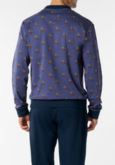 Long Pyjamas in Winter Cotton Interlock Lucky Charms Print - Denim and Blue - Fantasia jeans/blu 789 | Cagi