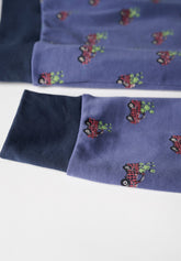 Long Pyjamas in Winter Cotton Interlock Lucky Charms Print - Denim and Blue - Fantasia jeans/blu 789 | Cagi