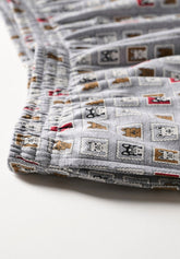 Pigiama Lungo Serafino in Interlock di Cotone Invernale Francobolli con Cagnolini - Rosso Scuro e Grigio Melange - Rosso scuro/fant.grigio mel 1081 | Cagi