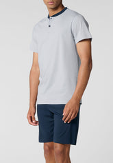 Pigiama Corto Serafino in Jersey di Cotone Leggero - Azzurro Ghiaccio e Blu - Azzurro ghiaccio/blu 1067 | Cagi