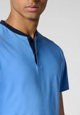 Pigiama Corto Serafino in Jersey di Cotone Leggero - Oceano e Blu - Oceano/blu 1068 | Cagi