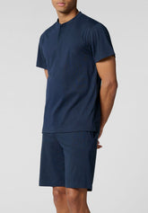 Pigiama Corto Serafino in Jersey di Cotone Leggero - Blu - Blu/blu 750 | Cagi