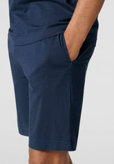 Pigiama Corto Serafino in Jersey di Cotone Leggero - Blu - Blu/blu 750 | Cagi