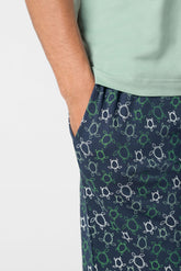 Short Pyjamas in Lightweight Cotton Jersey - Aqua Green and Turtle Print - Acquamarina/st.tartarughe 1096 | Cagi