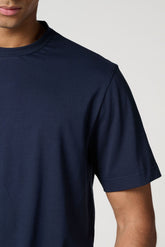 Completo Maglietta Girocollo e Pantaloncini in Jersey di Cotone Leggero - Blu e Fantasia Limoni - Blu/st.limoni 1092 | Cagi