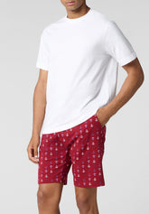 Completo Maglietta Girocollo e Pantaloncini in Jersey di Cotone Leggero - Bianco e Fantasia Ancore - Bianco/st.ancore 1093 | Cagi