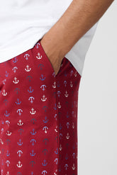 Completo Maglietta Girocollo e Pantaloncini in Jersey di Cotone Leggero - Bianco e Fantasia Ancore - Bianco/st.ancore 1093 | Cagi