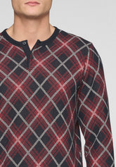 Pigiama Lungo in caldo punto Milano Soft - Stampa Check Rosso e Blu - Check rosso/blu 1106 | Cagi