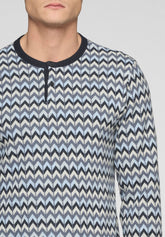 Pigiama Lungo in caldo punto Milano Soft - Chevron Celeste e Blu - Chevron celeste/blu 1107 | Cagi
