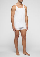 Tank Top Narrow Shoulder 1110 in Natural Comfort Cotton - White - Bianco | Cagi