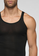 Canotta Spalla Stretta 1113 in Filo di Scozia Privilegio - Nero - Nero | Cagi