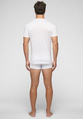 T-shirt scollo a V 1304 in Cotone Filo di Scozia Privilegio - Bianco - Bianco | Cagi