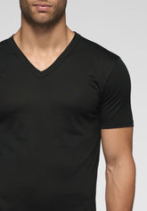 T-shirt scollo a V 1304 in Cotone Filo di Scozia Privilegio - Nero - Nero | Cagi