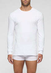 Maglia Manica Lunga Girocollo in Caldo Cotone Soft Line - Bianco - Bianco | Cagi