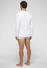 Maglia Manica Lunga Girocollo in Caldo Cotone Soft Line - Bianco - Bianco | Cagi