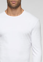 Maglia Manica Lunga Girocollo in Caldo Cotone Soft Line - Bianco - Bianco | Cagi