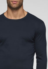 Maglia Manica Lunga Girocollo in Caldo Cotone Soft Line - Blu - Blu | Cagi