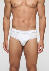 In Action Stretch Cotton Briefs - White - Bianco | Cagi