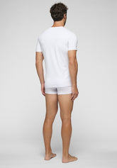 In Action Round-Neck Cotton Stretch T-Shirt - White - Bianco | Cagi
