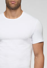 In Action Round-Neck Cotton Stretch T-Shirt - White - Bianco | Cagi