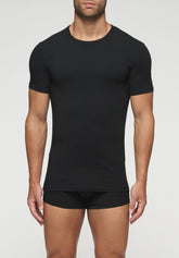 In Action Round-Neck Cotton Stretch T-Shirt - Black - Nero | Cagi