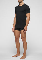 In Action Round-Neck Cotton Stretch T-Shirt - Black - Nero | Cagi