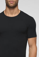 In Action Round-Neck Cotton Stretch T-Shirt - Black - Nero | Cagi