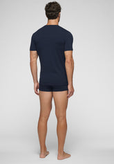 In Action Round-Neck Cotton Stretch T-Shirt - Blue - Blu | Cagi