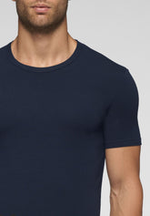 In Action Round-Neck Cotton Stretch T-Shirt - Blue - Blu | Cagi