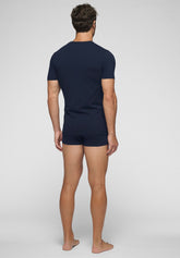 T-Shirt con Scollo a V in Cotone Elasticizzato In Action - Blu - Blu | Cagi