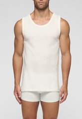 Wool and Cotton Tandem Tank Top 5120 Wide Shoulder - White - Bianco | Cagi