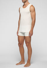 Wool and Cotton Tandem Tank Top 5120 Wide Shoulder - White - Bianco | Cagi