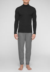 Long-Sleeved Turtleneck in Warm Cotton - Black - Nero | Cagi