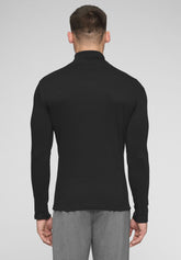 Long-Sleeved Turtleneck in Warm Cotton - Black - Nero | Cagi