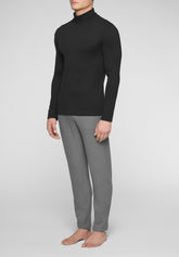Long-Sleeved Turtleneck in Warm Cotton - Black - Nero | Cagi