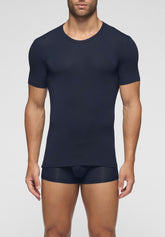 Stretch Modal Crew-neck T-shirt Puro Modal - Blue - Blu | Cagi